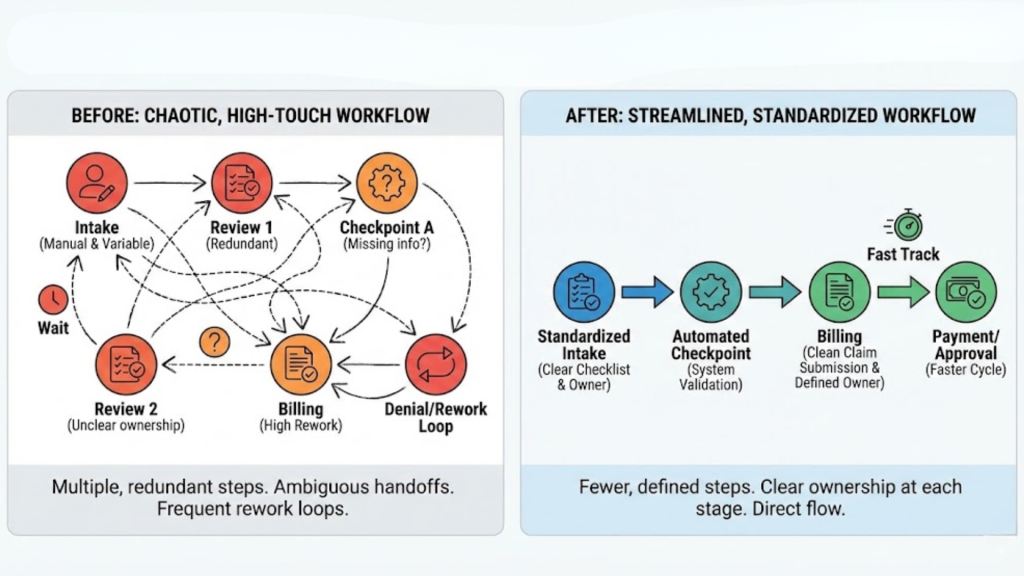DME case study data showing a reduction in claim denials and improved billing turnaround times through workflow optimization.